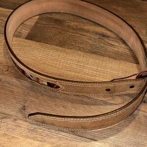 Justin Brand Tan Leather Belt with Camouflage Accent Size 34 Unisex Men or Women